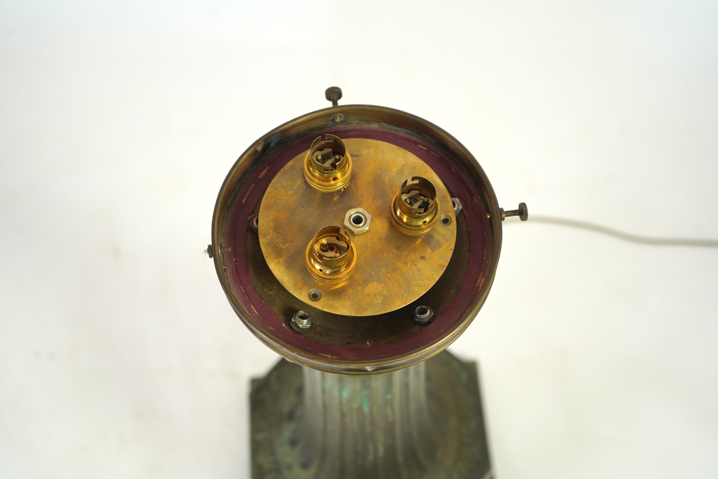 A late 19th century bronze post lamp